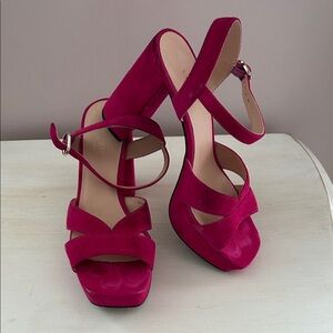 Kate Spade HOT pink suede platform heels. 7